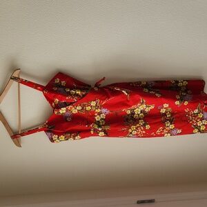 Paradise Hawaii vintage red floral wrap dress Sz 18 Made in Honolulu PinUp Girl
